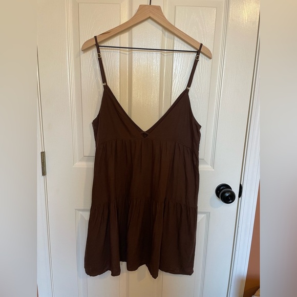Rhythm Classic Tiered Mini Dress in Chocolate - Picture 5 of 6